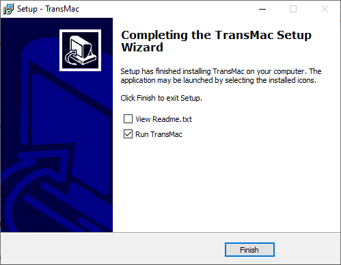 TransMac installation complete Image